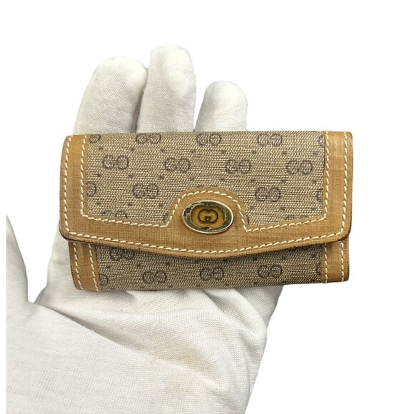 Vintage Gucci Key Holder Case Light Brown GG Pattern Key Case - Picture 1 of 10